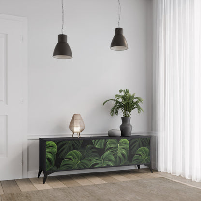 Mobile TV INFINITE MONSTERA a 3 ante con finitura nera