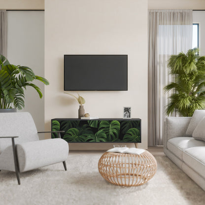 Mobile TV INFINITE MONSTERA a 3 ante con finitura nera