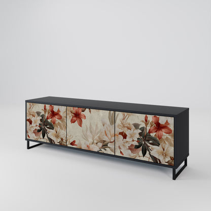 Mobile TV PETAL HARMONY a 3 ante con finitura nera