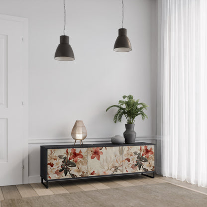 Mobile TV PETAL HARMONY a 3 ante con finitura nera