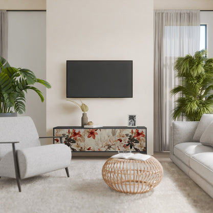 Mobile TV PETAL HARMONY a 3 ante con finitura nera