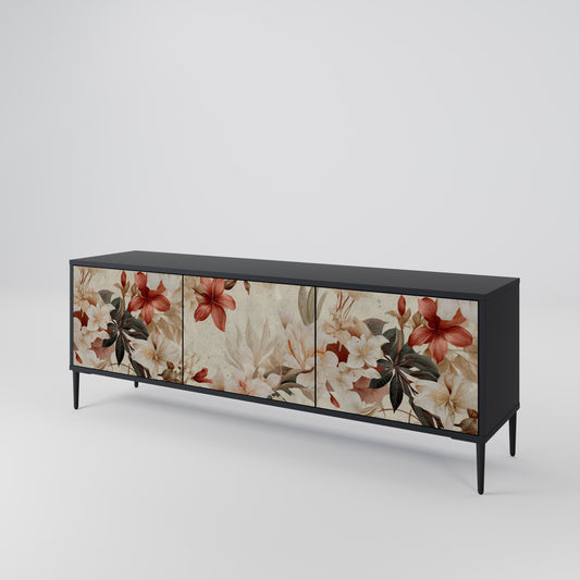 Mobile TV PETAL HARMONY a 3 ante con finitura nera