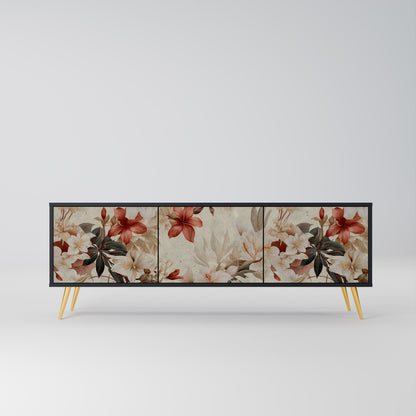 Mobile TV PETAL HARMONY a 3 ante con finitura nera
