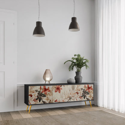 Mobile TV PETAL HARMONY a 3 ante con finitura nera