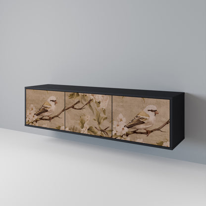 Mobile TV PETAL DISTINGUISH a 3 ante con finitura nera