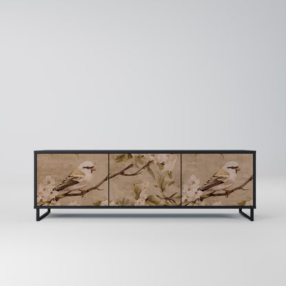 Mobile TV PETAL DISTINGUISH a 3 ante con finitura nera