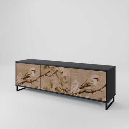 Mobile TV PETAL DISTINGUISH a 3 ante con finitura nera