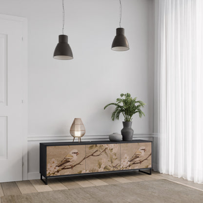 Mobile TV PETAL DISTINGUISH a 3 ante con finitura nera
