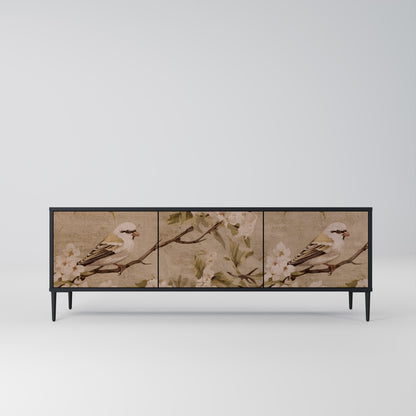 Mobile TV PETAL DISTINGUISH a 3 ante con finitura nera