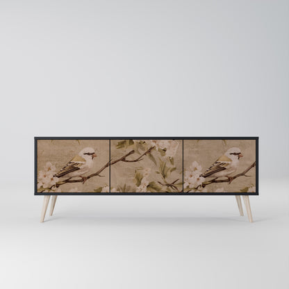 Mobile TV PETAL DISTINGUISH a 3 ante con finitura nera