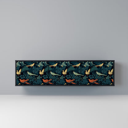 Mobile TV FOWL ORNAMENT a 3 ante con finitura nera