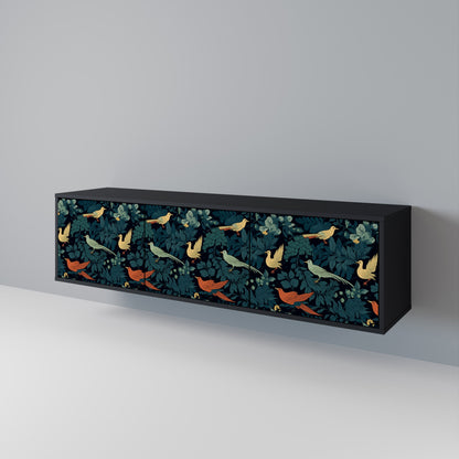 Mobile TV FOWL ORNAMENT a 3 ante con finitura nera