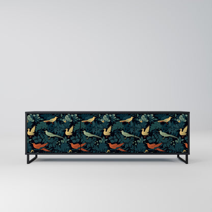Mobile TV FOWL ORNAMENT a 3 ante con finitura nera