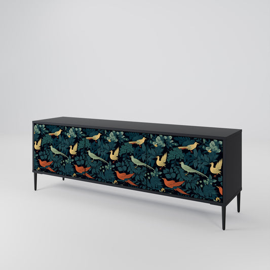 Mobile TV FOWL ORNAMENT a 3 ante con finitura nera