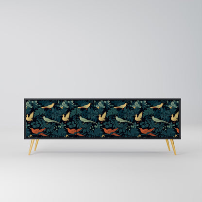 Mobile TV FOWL ORNAMENT a 3 ante con finitura nera
