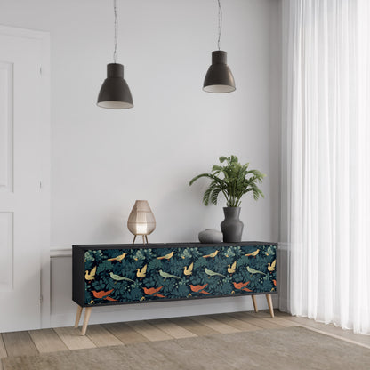 Mobile TV FOWL ORNAMENT a 3 ante con finitura nera