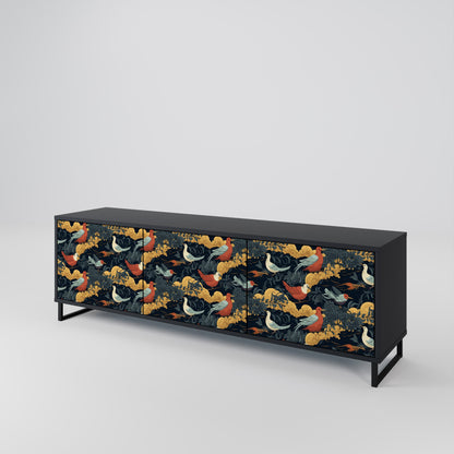 Mobile TV FOWLY DAZE a 3 ante con finitura nera