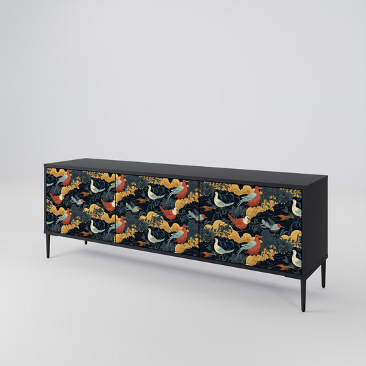 Mobile TV FOWLY DAZE a 3 ante con finitura nera