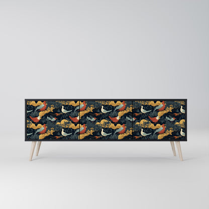Mobile TV FOWLY DAZE a 3 ante con finitura nera