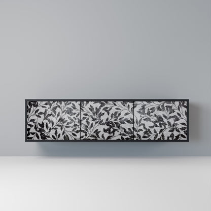 Mobile TV CHARCOAL SPROUT a 3 ante con finitura nera