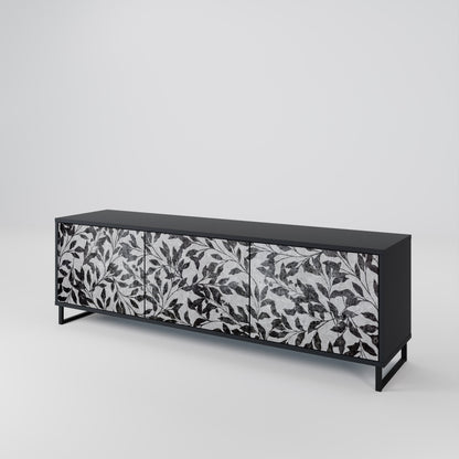 Mobile TV CHARCOAL SPROUT a 3 ante con finitura nera