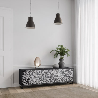 Mobile TV CHARCOAL SPROUT a 3 ante con finitura nera