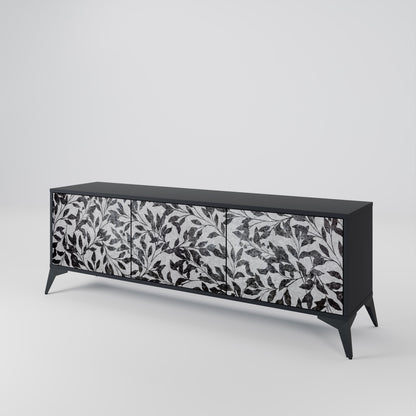 Mobile TV CHARCOAL SPROUT a 3 ante con finitura nera