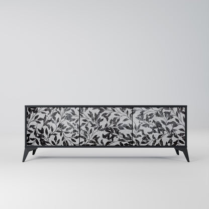 Mobile TV CHARCOAL SPROUT a 3 ante con finitura nera
