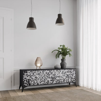 Mobile TV CHARCOAL SPROUT a 3 ante con finitura nera