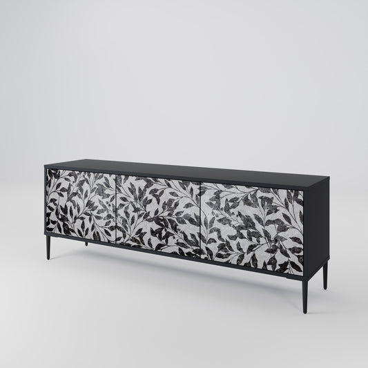 Mobile TV CHARCOAL SPROUT a 3 ante con finitura nera