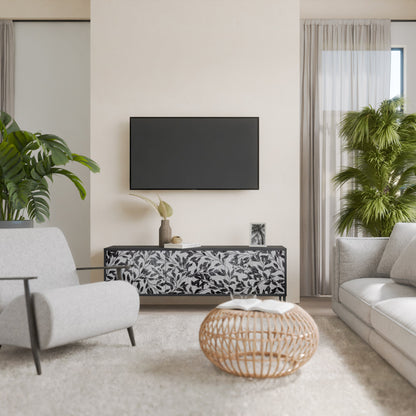 Mobile TV CHARCOAL SPROUT a 3 ante con finitura nera
