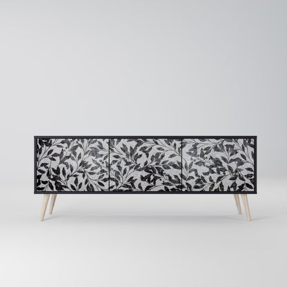 Mobile TV CHARCOAL SPROUT a 3 ante con finitura nera