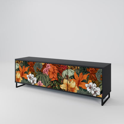 Mobile TV RADIANT FLORA a 3 ante in finitura nera
