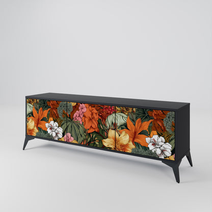 Mobile TV RADIANT FLORA a 3 ante in finitura nera