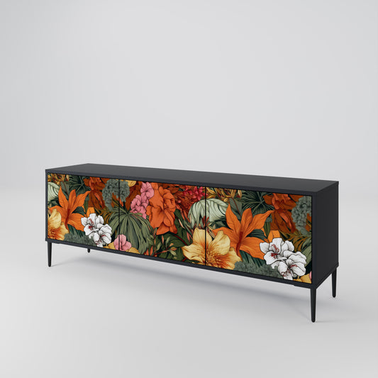 Mobile TV RADIANT FLORA a 3 ante in finitura nera