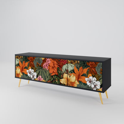 Mobile TV RADIANT FLORA a 3 ante in finitura nera