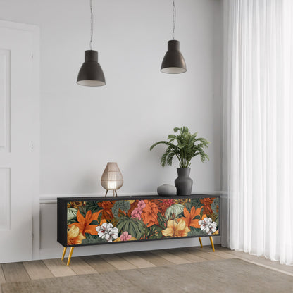 Mobile TV RADIANT FLORA a 3 ante in finitura nera