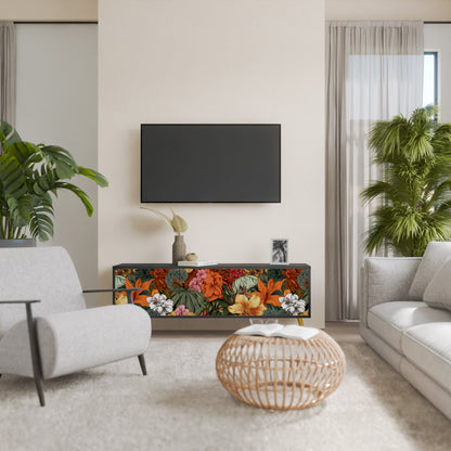 Mobile TV RADIANT FLORA a 3 ante in finitura nera