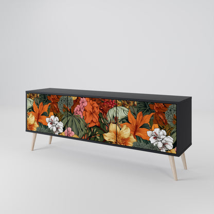 Mobile TV RADIANT FLORA a 3 ante in finitura nera