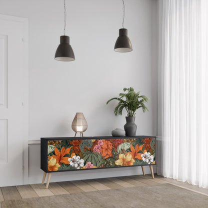 Mobile TV RADIANT FLORA a 3 ante in finitura nera