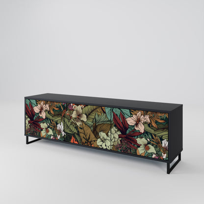 Mobile TV BOTANICAL EMERGENCE a 3 ante con finitura nera