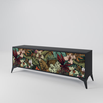 Mobile TV BOTANICAL EMERGENCE a 3 ante con finitura nera