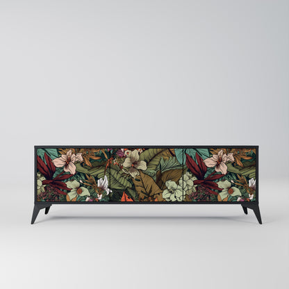 Mobile TV BOTANICAL EMERGENCE a 3 ante con finitura nera