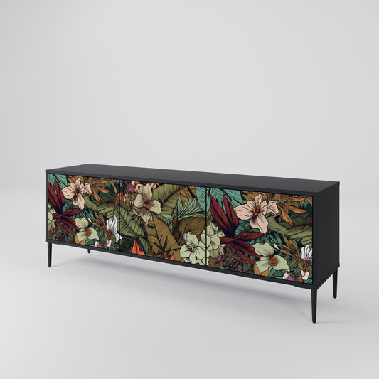 Mobile TV BOTANICAL EMERGENCE a 3 ante con finitura nera