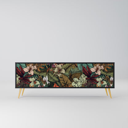 Mobile TV BOTANICAL EMERGENCE a 3 ante con finitura nera