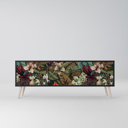 Mobile TV BOTANICAL EMERGENCE a 3 ante con finitura nera