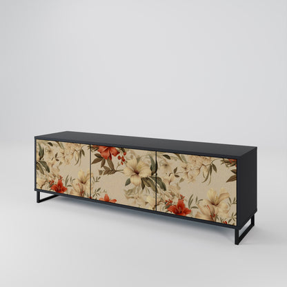 Mobile TV BLOOMING HARMONY a 3 ante con finitura nera