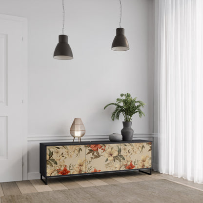 Mobile TV BLOOMING HARMONY a 3 ante con finitura nera