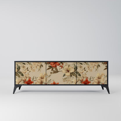 Mobile TV BLOOMING HARMONY a 3 ante con finitura nera