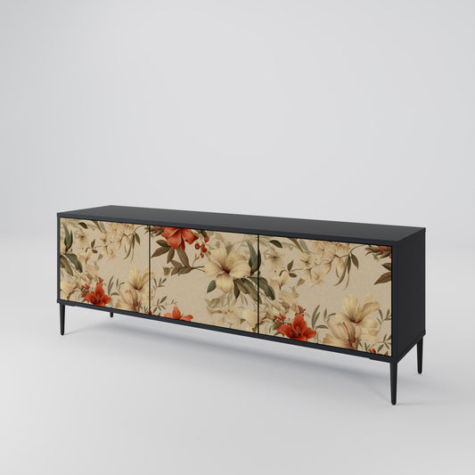 Mobile TV BLOOMING HARMONY a 3 ante con finitura nera